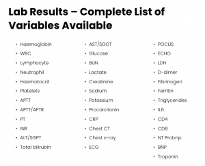 Lab Results variables available